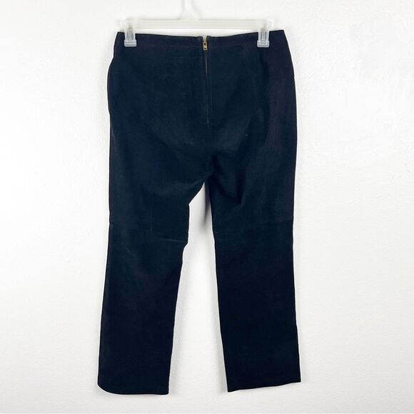 HUGO BUSCATI Collection Classic Black 100% Leather Front Lace Bootcut Pants 12P - Picture 2 of 8